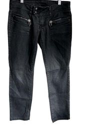 MNG Washed Black Moto Skinny Textured Denim Jeans