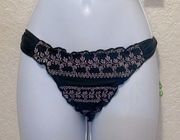 Becca Floral Embroidered Metallic Bikini Coastal Fit Bottom Size Small NWT