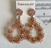 Francesca’s Elena Woven Blush Floral Drop Statement Boho Earrings