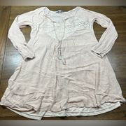 Size L Long Sleeve Tan Boho Shirt