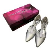 EASY STREET Moonlight Evening Sandals Silver Satin for Women Size 6 W New In Box