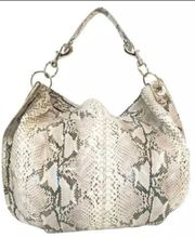 Luscious Python Embossed Sand Dune Beige Leather Hobo Bag