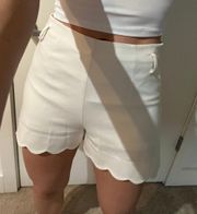 White Scalloped Shorts