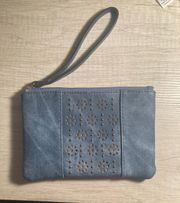 Chambray Blue Laser Cut Wristlet/Clutch