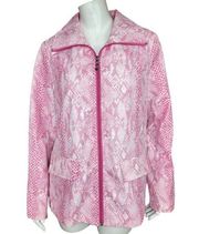 Dennis By Dennis Basso Pink Snakeskin Full Zip Rainjacket Long Sleeve Small NWT