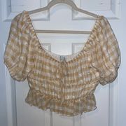NWT  Jupiter Blu Gingham Tan and White Top Size Small