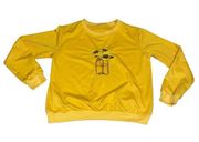 Rumwe Sunflower Mason Jar Crew Neck Ribbed hem pullover sweatshirt Yellow sz S/4