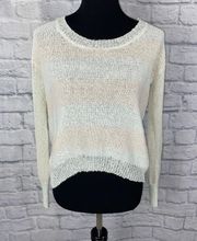 cotton blend Hi low loose knit stripe sweater sz Med women