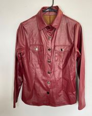 Red Faux Leather Shirt