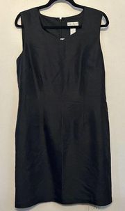 Worthington Vintage All Silk Black Sleeveless Dress Size 14 Women’s Back Zip NEW