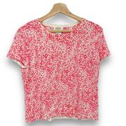 VINTAGE 90's Talbots PETITE MEDIUM Pink Dotted Tee Shirt T-Shirt Short Sleeve