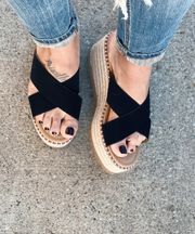 Black Cross Cross espadrille Wedge Platform 