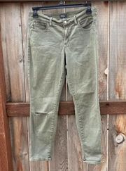 Nydj Skinny Ankle Jeans - Green Distressed - Size 12