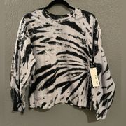 NWT Lacausa Anthropology Tie Dyed Crewneck Sweatshirt Black & Grey Size L