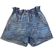 Indigo Rein Blue Paperbag Shorts High Waist Pull On S Retro Comfy