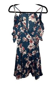 She + Sky Women’s Large Blue Off the Shoulder Floral Print Formal Evening Dress