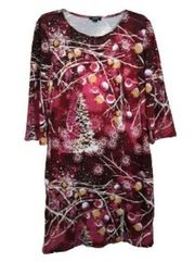 Tacera Women Dress Size M Pink Floral Knee Length