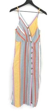 SANDY & SID Button Front Midi Dress Pastel Blue S