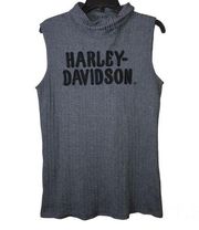 Harley Davidson  Ribbed Sleeveless Mock neck Turtleneck Top Grey 2XL