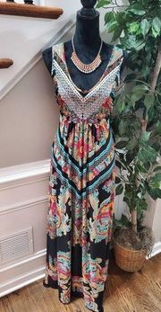 Style&Co. Women's Multicolor Polyester V-Neck Sleeveless Long Maxi Dress Size S