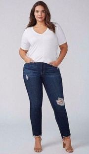 Lane Bryant Cotton Straight High Rise Distressed Stretchy Jean Raw Hem 16