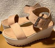 Suede nude platforms