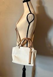 Aldo Gloadithh Bone Womens Tote Satchel Purse White Cream Color Gold Hardware