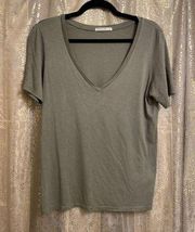 Marine Layer Boyfriend V-Neck Tee Shirt in Olive Green XS NWOT