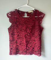 Maroon Lace Fitted Shirt