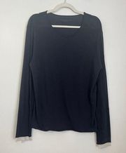 Zadig & Voltaire Long Sleeve Crewneck Black 100% Cotton T-Shirt Size Large