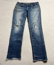 Dark Wash Modern Straight Jeans Raw Hem Size 6 / 28 EUC
