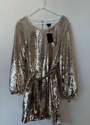 NBD Revolve Gold Sequin Long Sleeve Dress