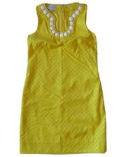 NWT Maggy London Banana Yellow Mod Jacquard Bead Embellished Neck Shift Dress 2