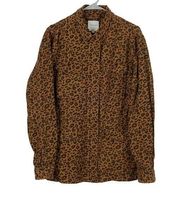 Thread & Supply Cotton Leopard Cheetah Zip Up Jacket Women's Size Large