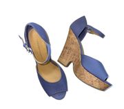 Madison Periwinkle Blue Cork Wedge Sandals