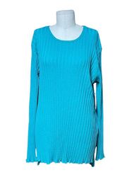 Simon Miller Oz Ribbed Long Sleeve Top in Oasis Teal Blue Size XL