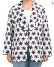 Hutch Oversized Shantung Star Print Blazer Long sleeve White Black M NWOT