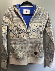 Burton Women's Zip-Up Fleece Lined Snowboard Hoodie Tan & Blue Women's Size XS