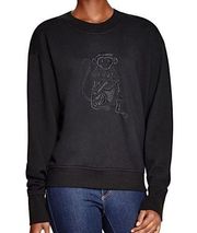 Monkey Lunar New Year Sweatshirt Crewneck Tonal Embroidery Black Size 0-2