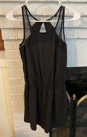 Black lace romper with pockets whimsygoth, size small, boho dark