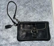 Black Leather Wristlet