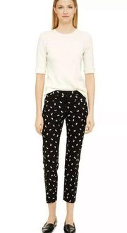 CLUB MONACO KOI FISH PRINT ANKLE CROP ALI BLACK PANTS 10