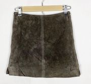 100% Leather Suede Gray Mini Skirt Size 24