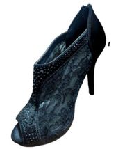 Michelangelo David's Bridal Black Lace Sequin High Heels Size 6