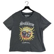 Sublime Shirt Band Size 2XL XXL Womens Cropped Crop Tee Top Graphic Sun Tee Gray