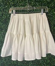 Tiger Mist White Elastic Band Ruffle Skirt Size Small High Rise