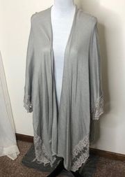 Lauren Conrad women’s long light grey Lacy shal cardigan