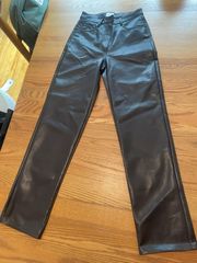 Melina Pant Faux Leather - Chocolate Brown