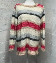 Lane Bryant sweater multicolored striped back tie detail