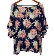 Kori Women’s Floral Ruffle Sleeve Blouse